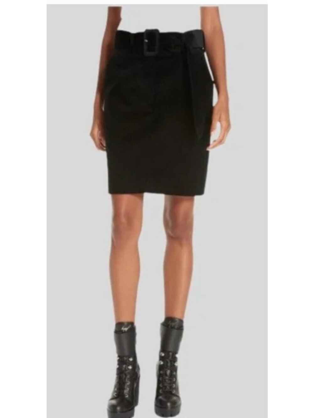 Sandro Belted Corduroy Short Skirt Black‎ Womens Small